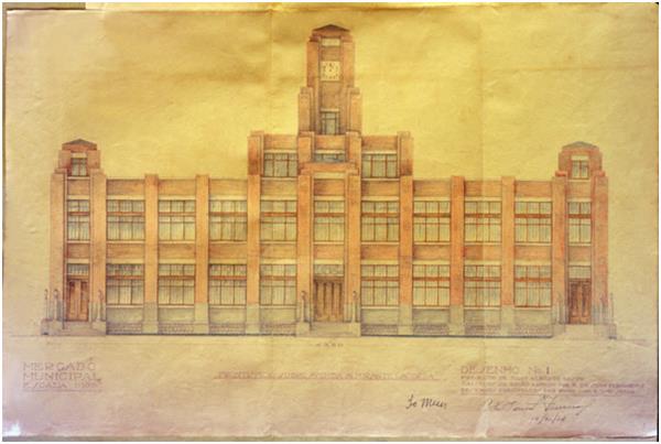 Architectural rendering of the front design of the Red Market on 10 November 1934.